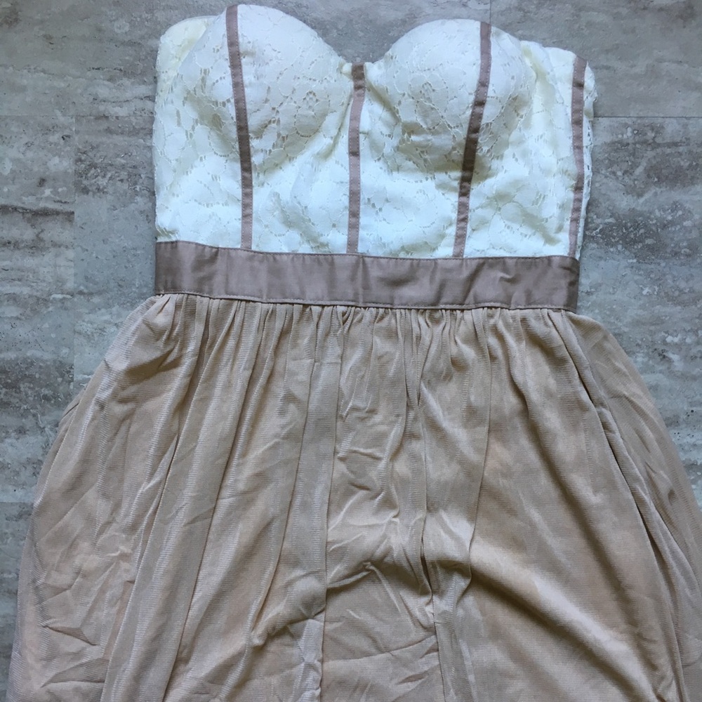 Strapless cream and white dress